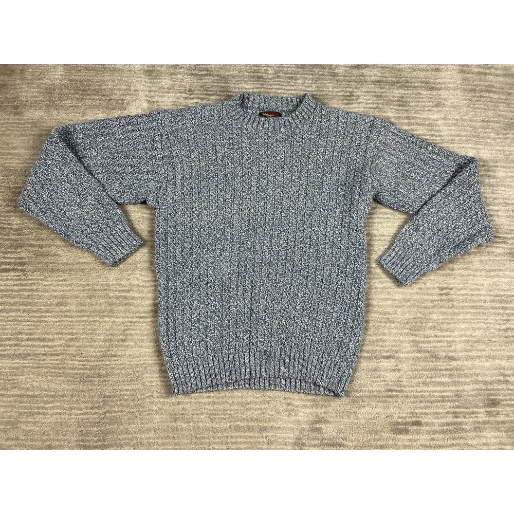 Vintage ALPS Sweater Mens Medium Blue Cotton Blend Heavy Knit Made in USA